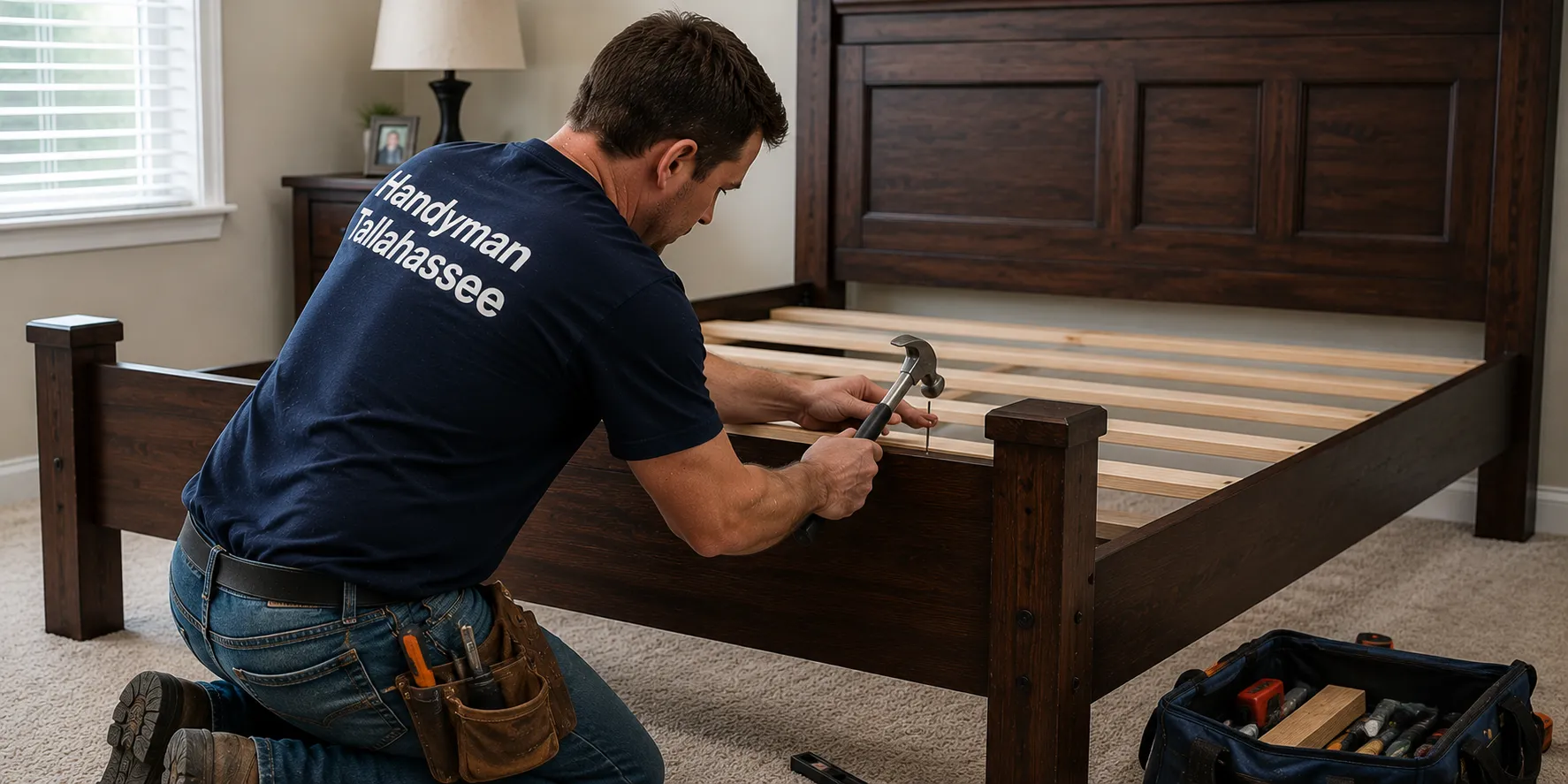 Handyman Tallahassee technician installing a door lock