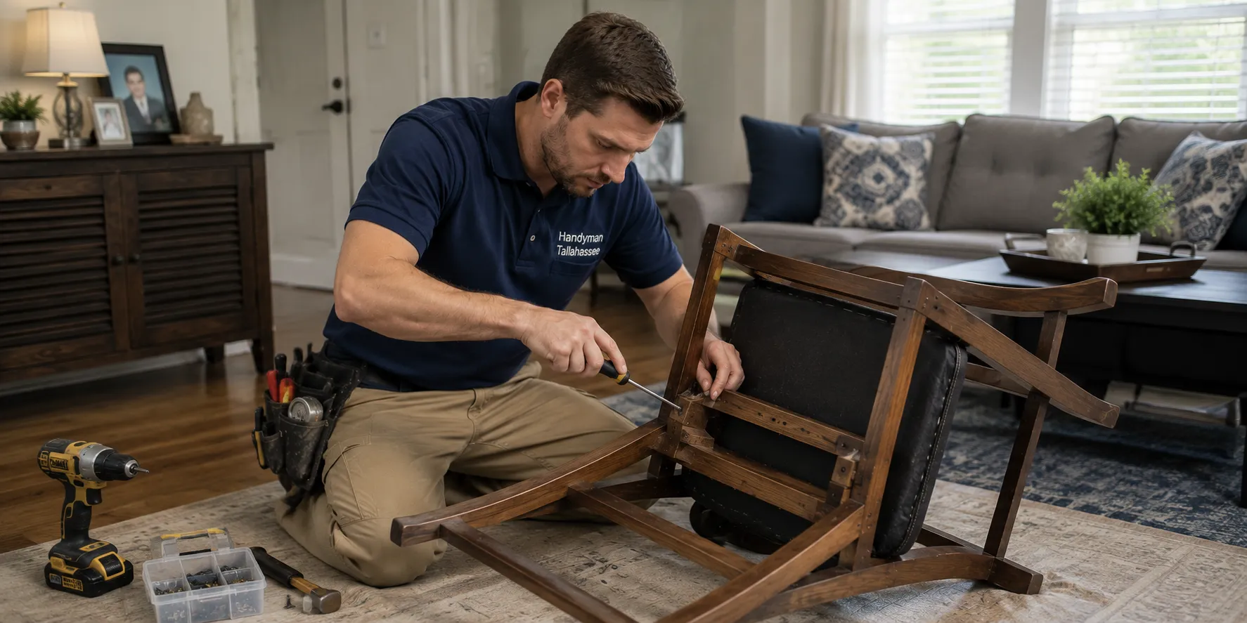 Professional handyman installing a door in Tallahassee, FL