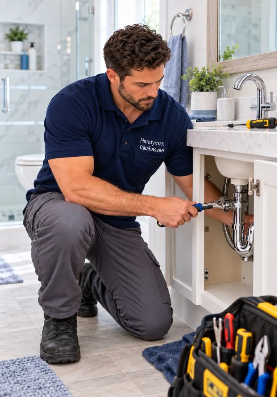 Handyman completing bathroom repairs in Tallahassee